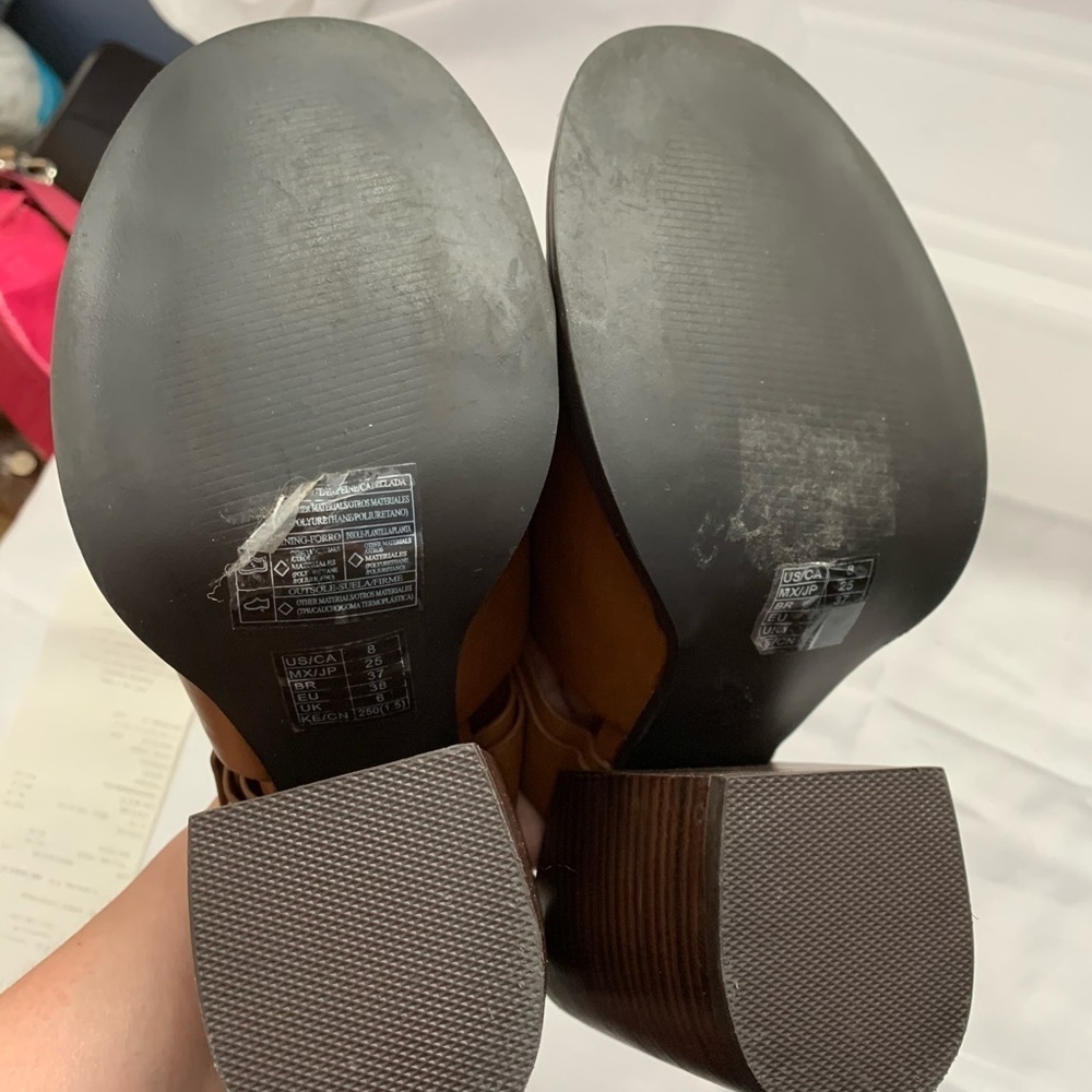 Forever 21 Cognac Peep Toe Leather Mules - Picture 8 of 10